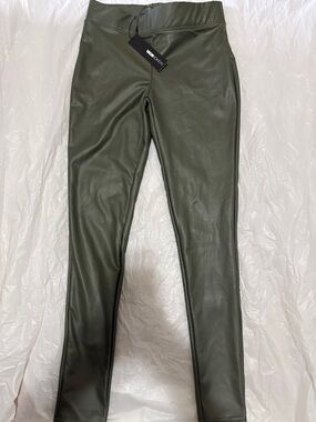 Fashion Nova Olive Green Faux Leather Leggings